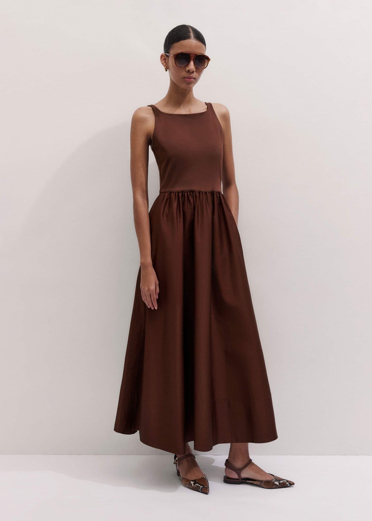 Cinnamon Brown Fit + Flare Maxi Dress | ME+EM Clothing