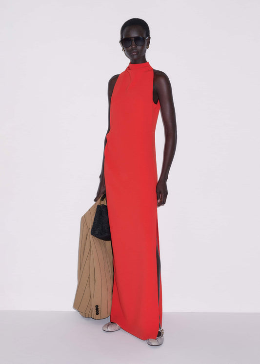 Red Draped Full Length Dress | ME+EM Clothing
