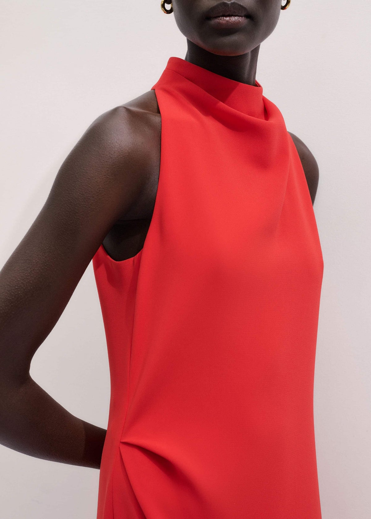 Red Draped Full Length Dress | ME+EM Clothing
