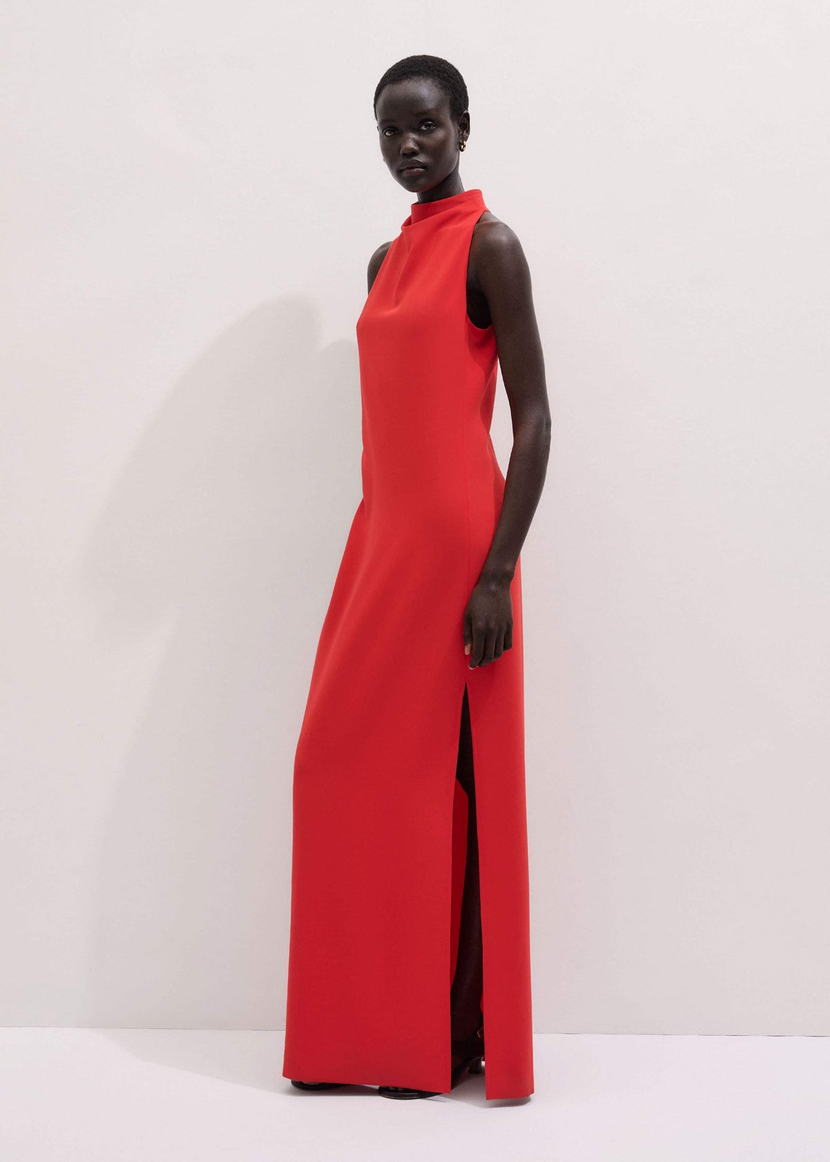 Red Draped Full Length Dress | ME+EM Clothing