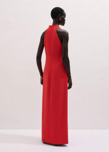 Red Draped Full Length Dress | ME+EM Clothing