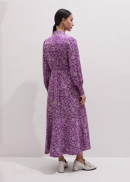 Purple Entangled Lace Print Fit + Flare Maxi Dress | ME+EM Clothing