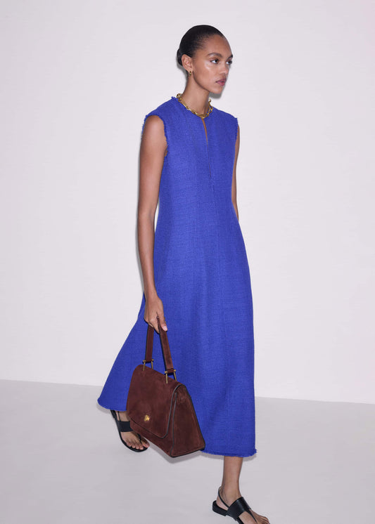 Blue Desk-To-Dinner Fit And Flare Maxi Dress | ME+EM Clothing
