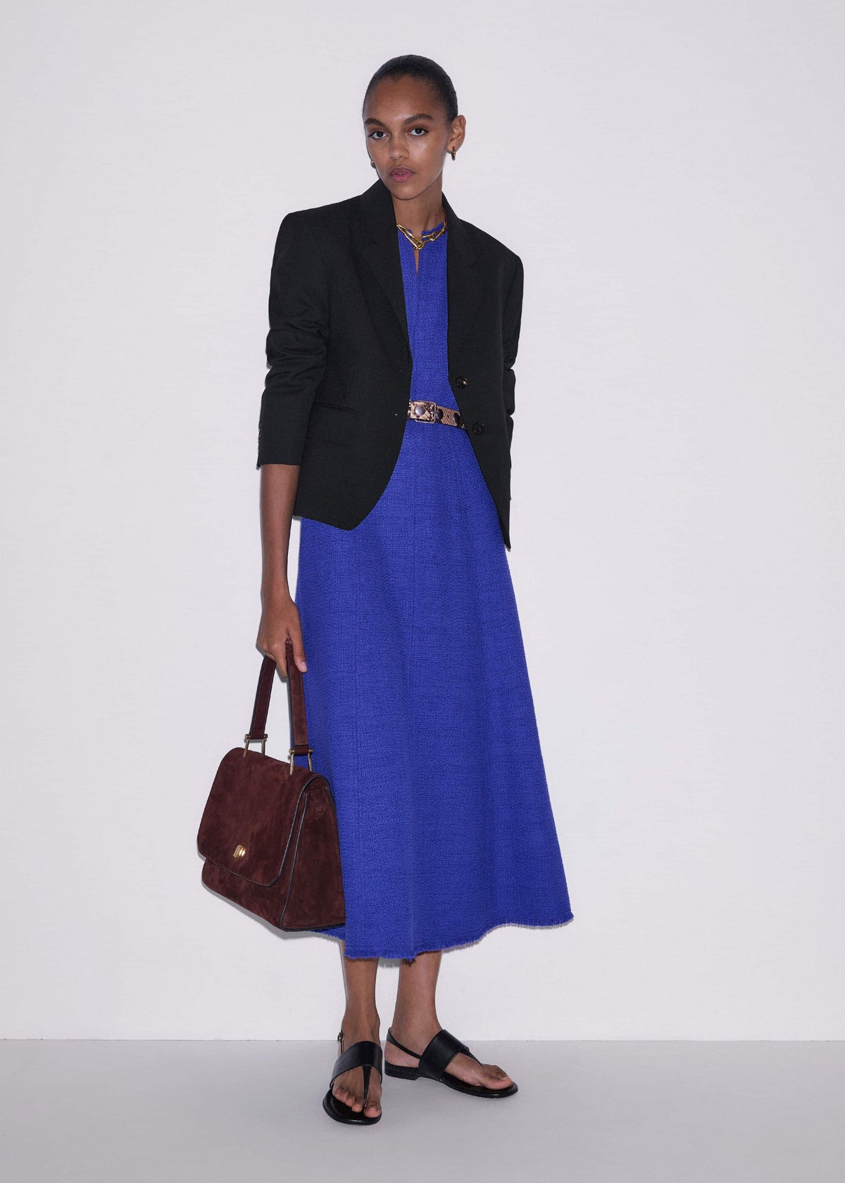 Blue Desk-To-Dinner Fit And Flare Maxi Dress | ME+EM Clothing