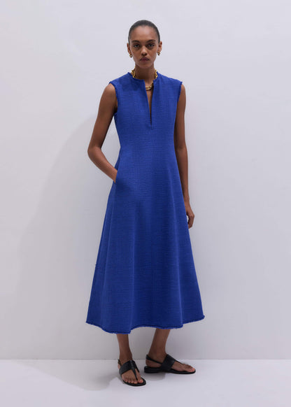 Blue Desk-To-Dinner Fit And Flare Maxi Dress | ME+EM Clothing