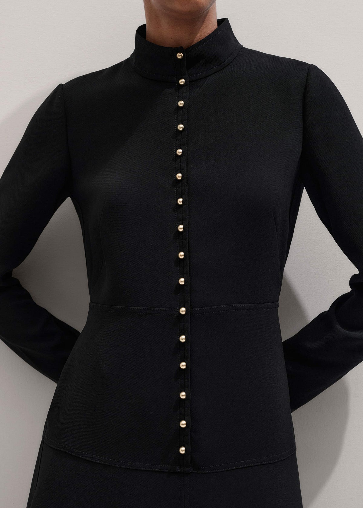 Black A-Line Feature Button Maxi Dress | ME+EM Clothing