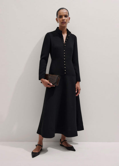 Black A-Line Feature Button Maxi Dress | ME+EM Clothing