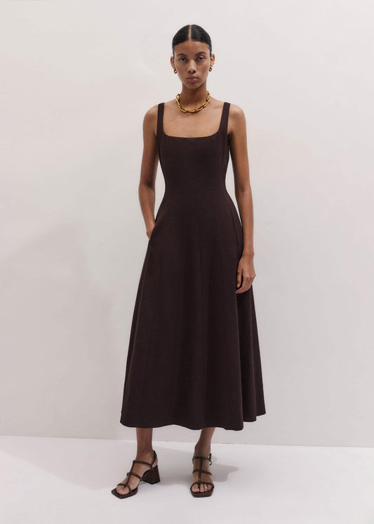 Red Contour Seam Fit + Flare Maxi Dress | ME+EM Clothing