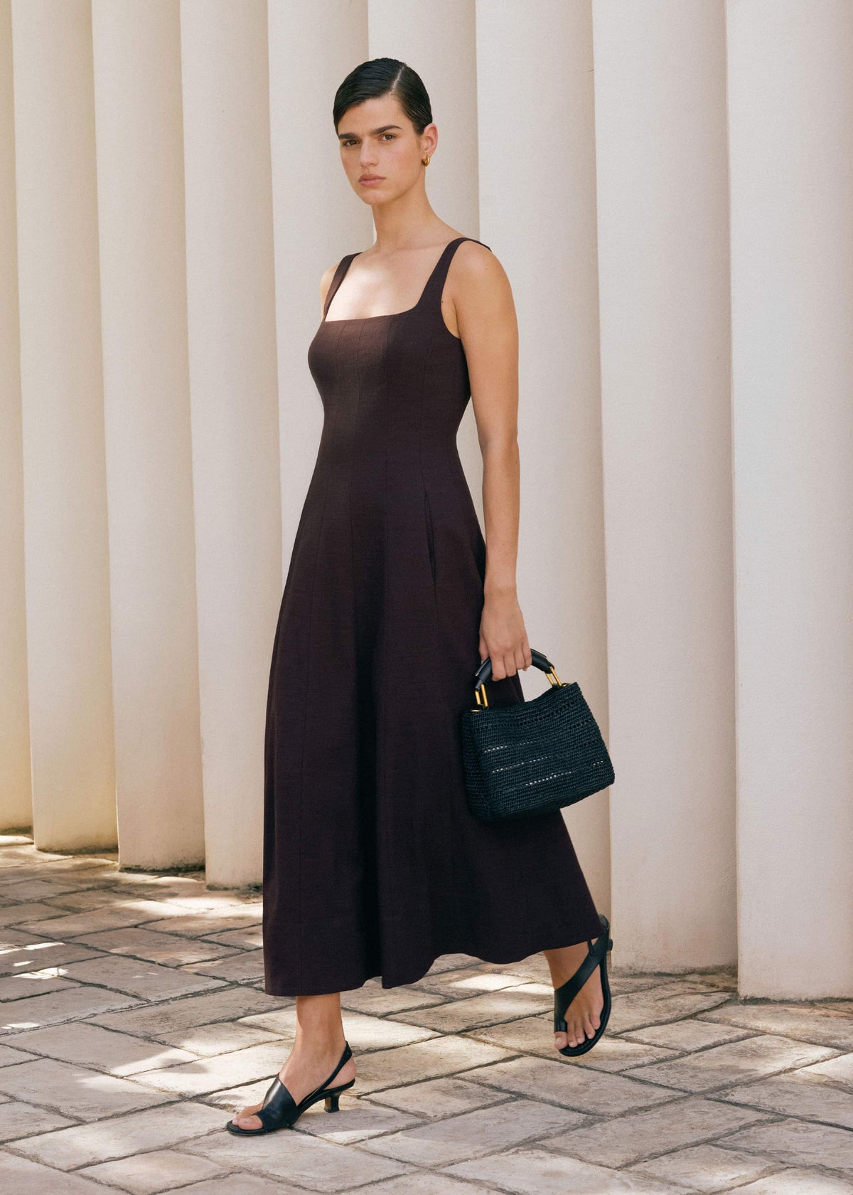 Red Contour Seam Fit + Flare Maxi Dress | ME+EM Clothing