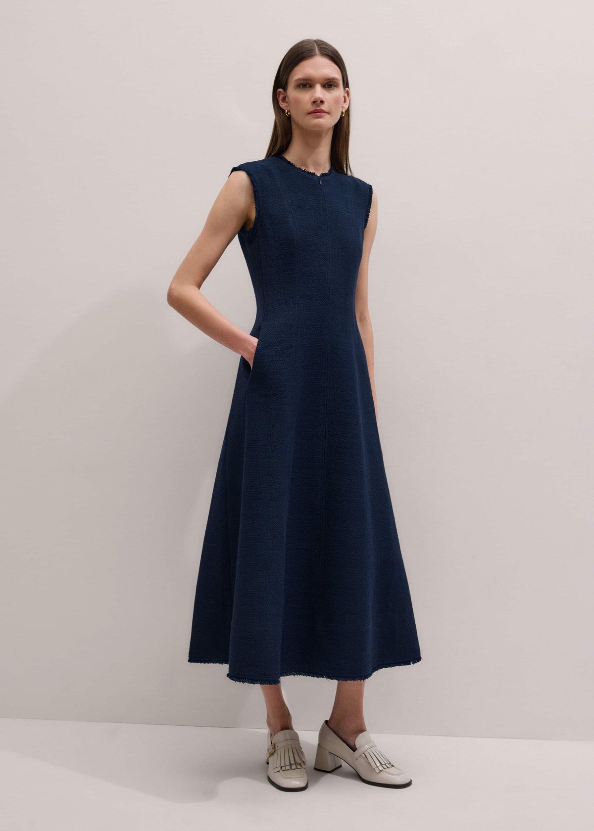 Navy Desk-To-Dinner Fit + Flare Maxi Dress | ME+EM Clothing