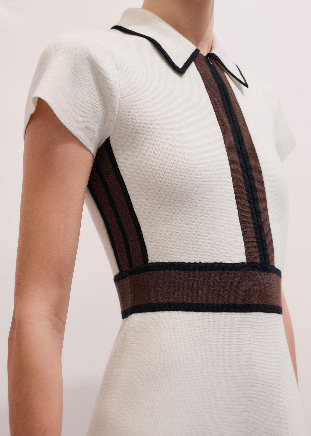 Cream Milano Knit Collared Fit + Flare Maxi Dress | ME+EM Clothing