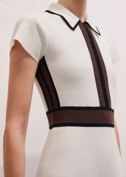 Cream Milano Knit Collared Fit + Flare Maxi Dress | ME+EM Clothing