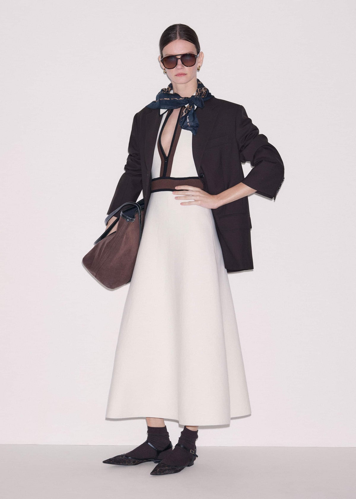 Cream Milano Knit Collared Fit + Flare Maxi Dress | ME+EM Clothing