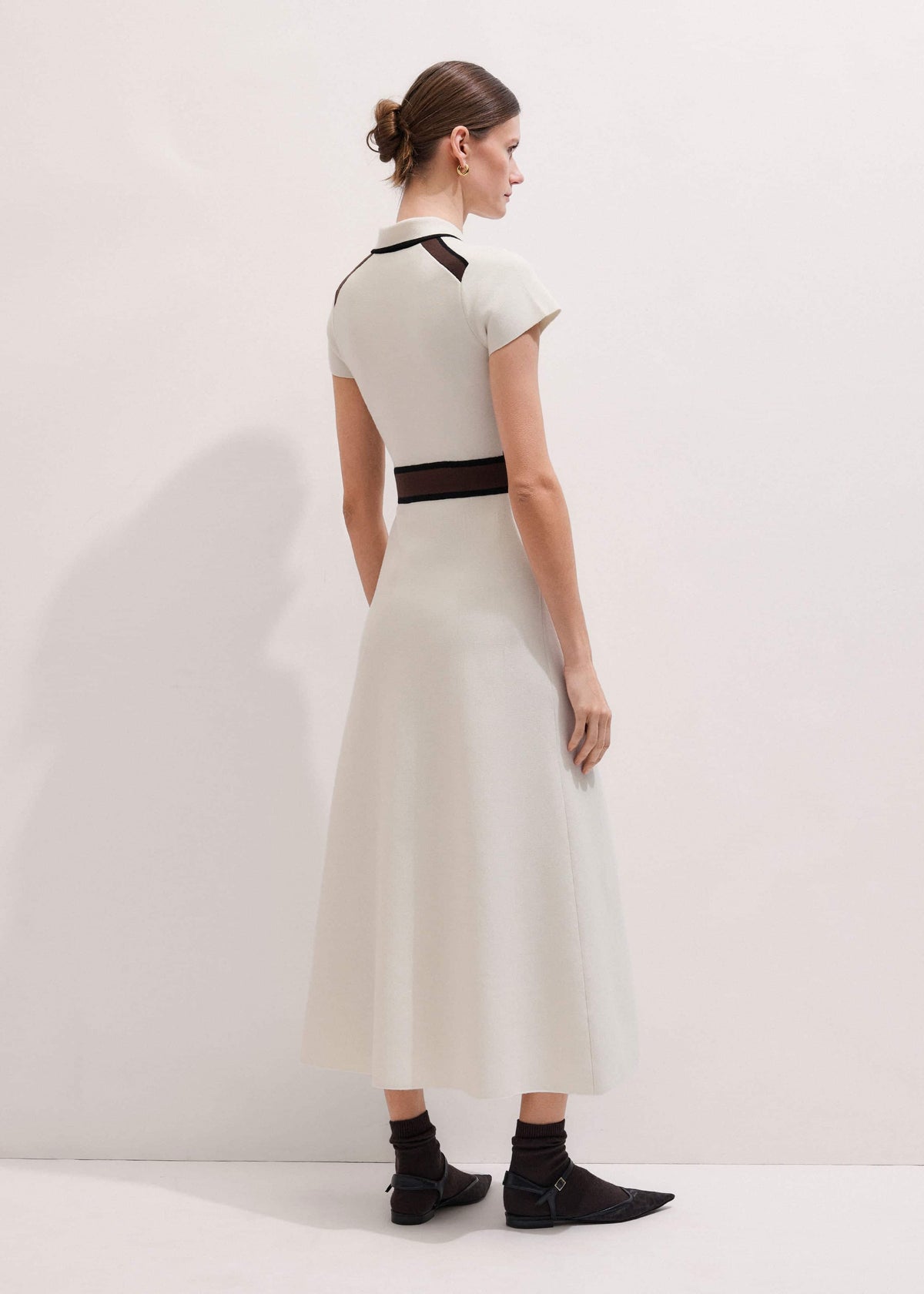 Cream Milano Knit Collared Fit + Flare Maxi Dress | ME+EM Clothing