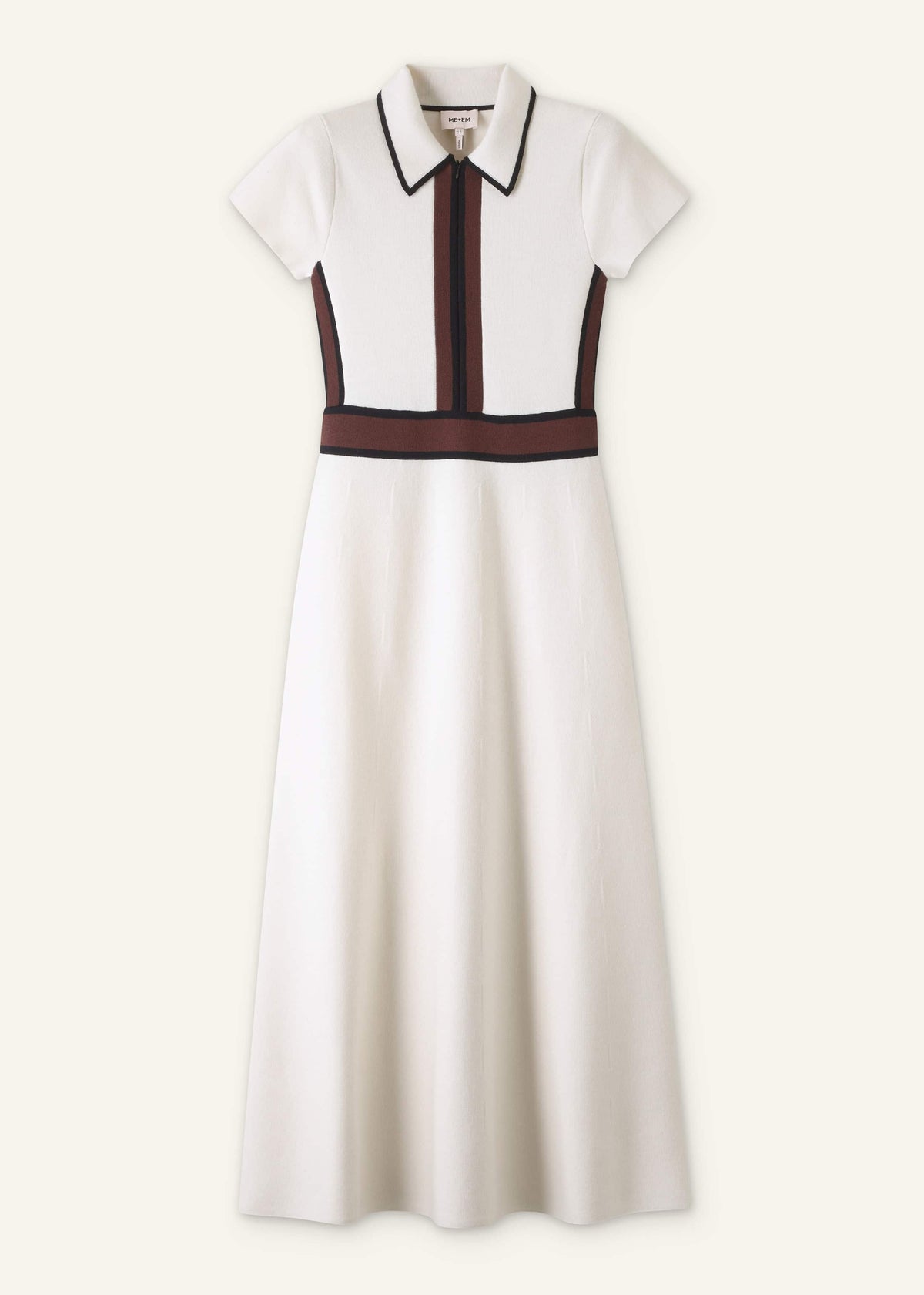 Cream Milano Knit Collared Fit + Flare Maxi Dress | ME+EM Clothing