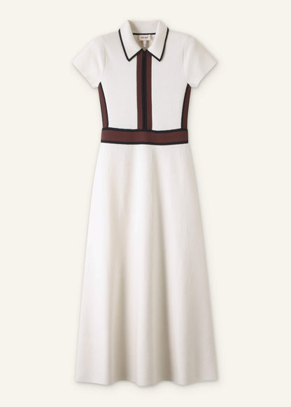 Cream Milano Knit Collared Fit + Flare Maxi Dress | ME+EM Clothing