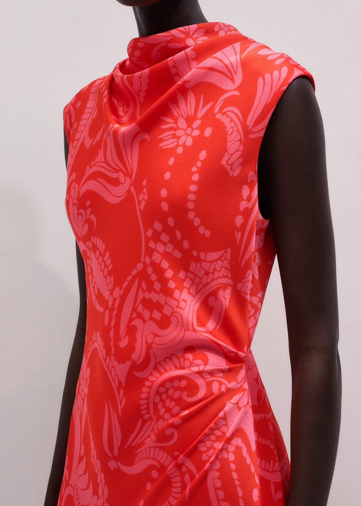 Orange Stylised Silhouette Print Bias Cut Full Length Dress | ME+EM Clothing