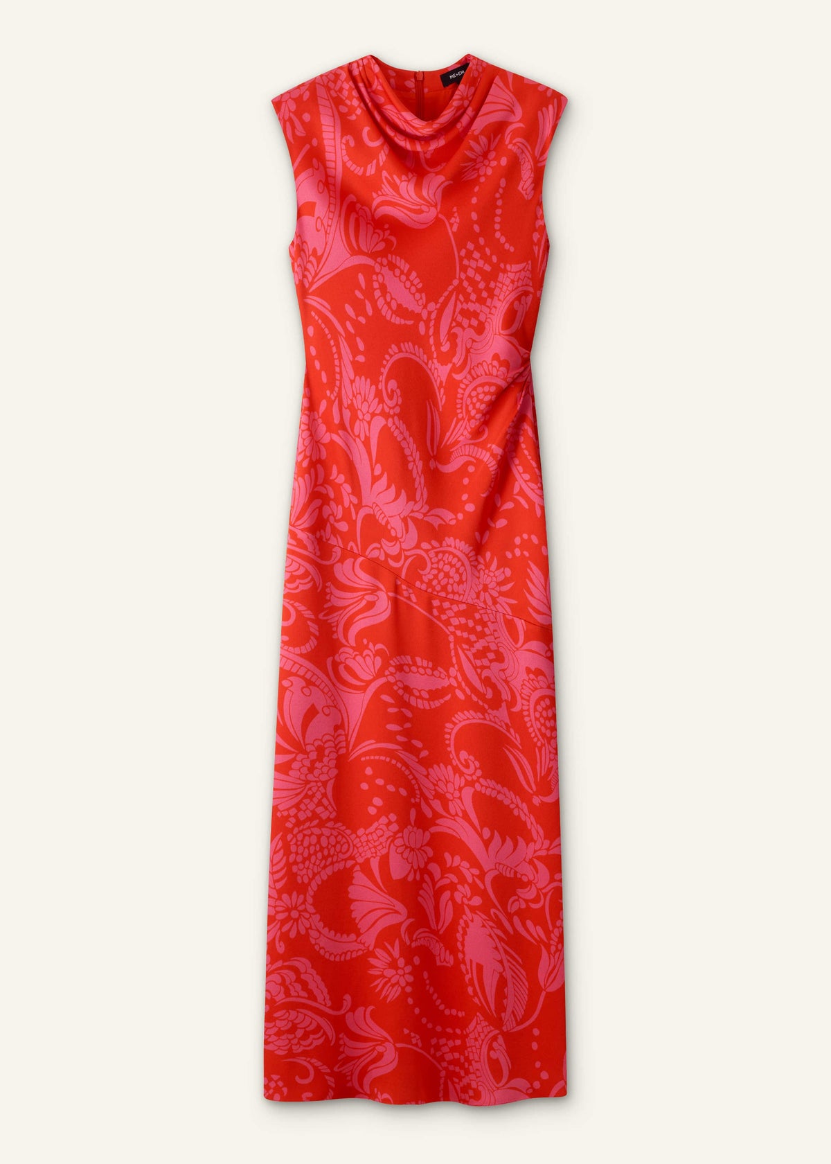 Orange Stylised Silhouette Print Bias Cut Full Length Dress | ME+EM Clothing