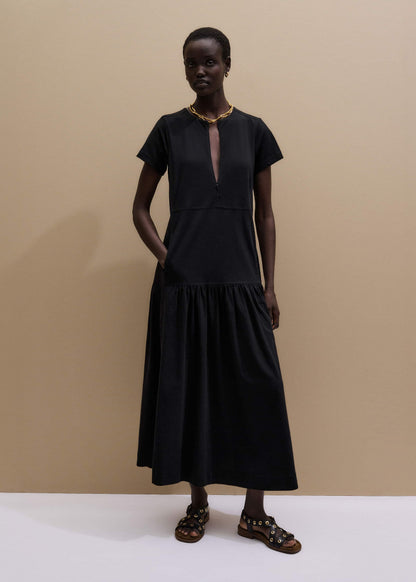 Black A-Line Tiered Maxi Dress | ME+EM Clothing
