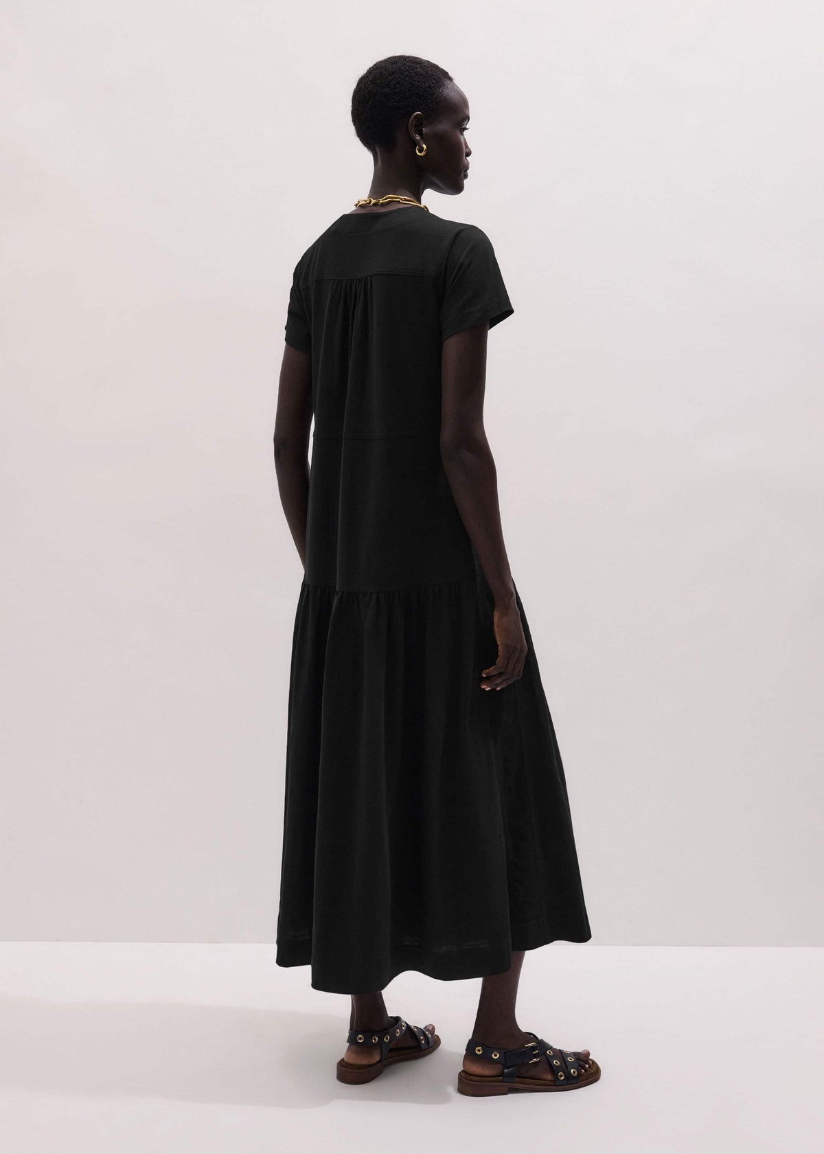 Black A-Line Tiered Maxi Dress | ME+EM Clothing