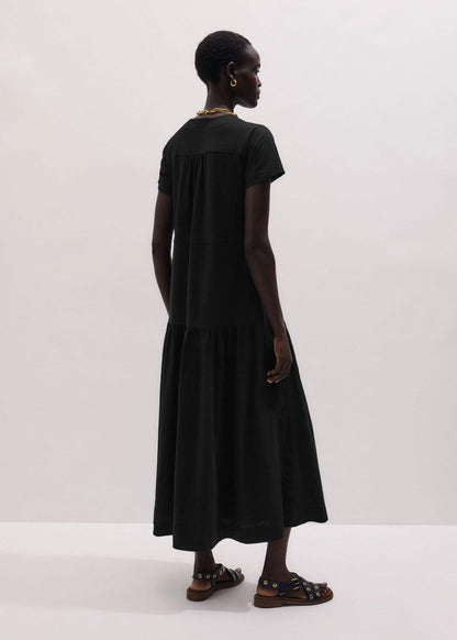 Black A-Line Tiered Maxi Dress | ME+EM Clothing