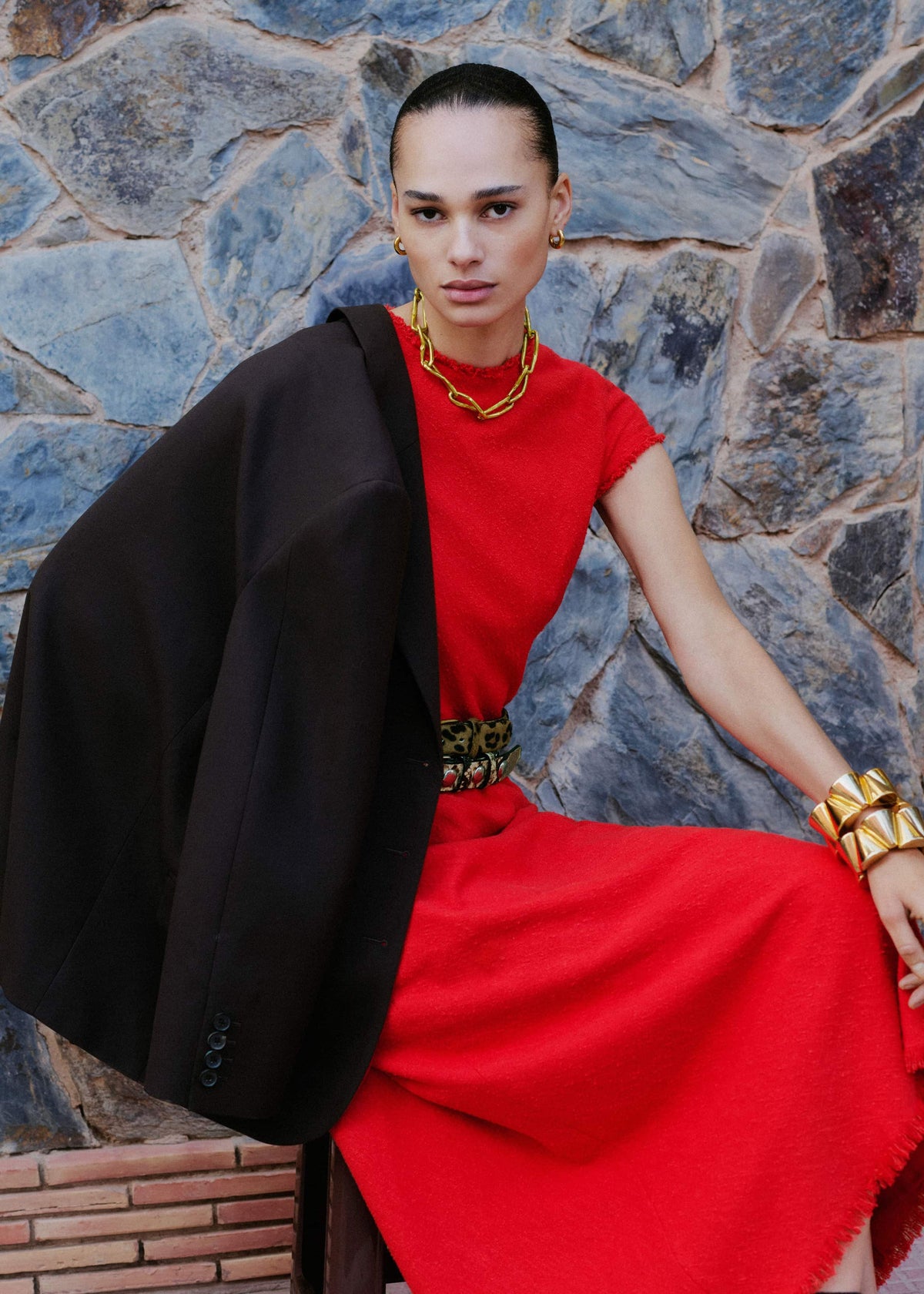 Red Bias Cut AM-PM Maxi Dress | ME+EM Clothing
