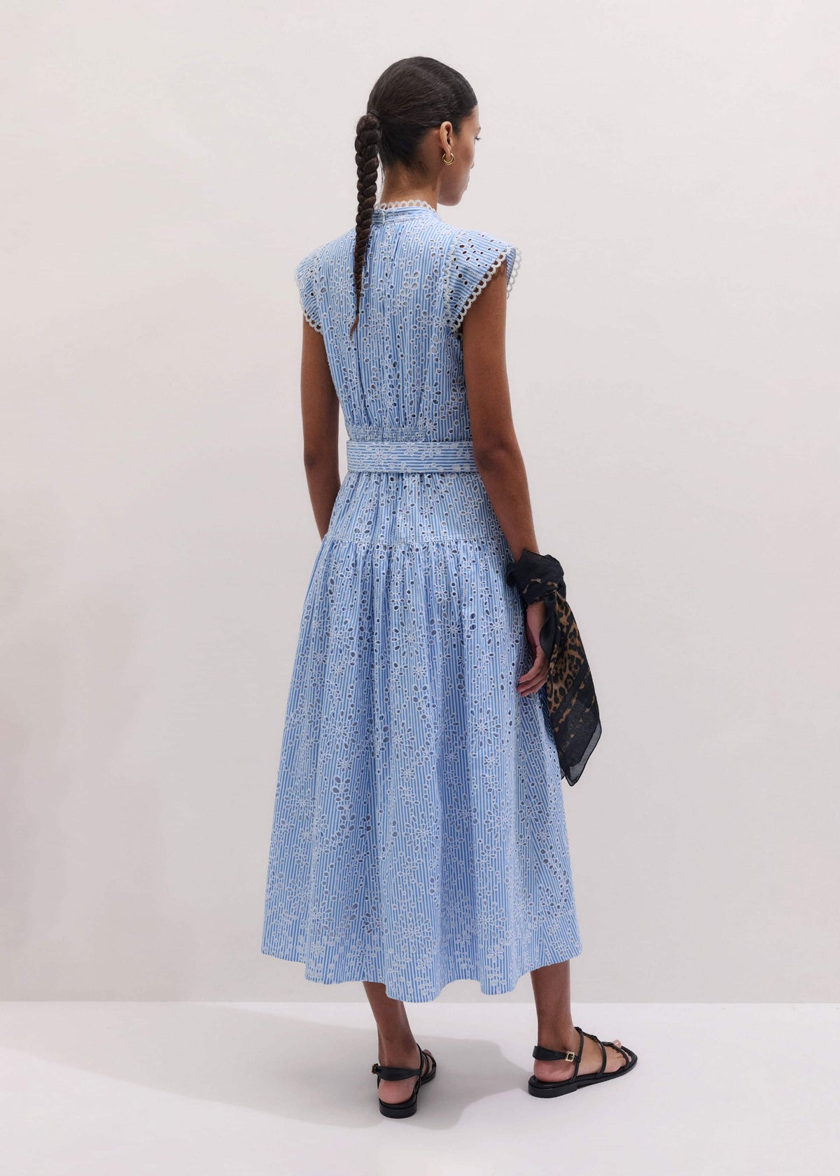 Blue Broderie Anglaise Fit + Flare Maxi Dress | ME+EM Clothing