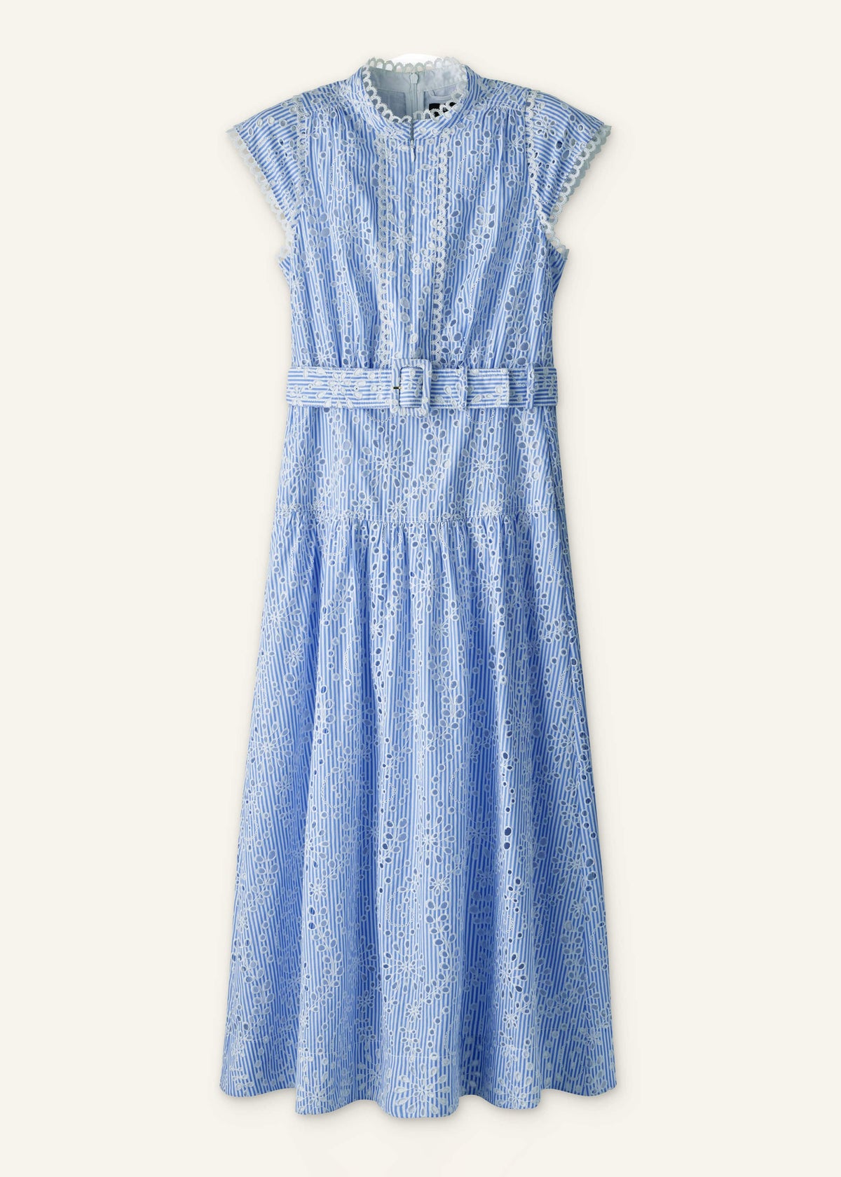 Blue Broderie Anglaise Fit + Flare Maxi Dress | ME+EM Clothing