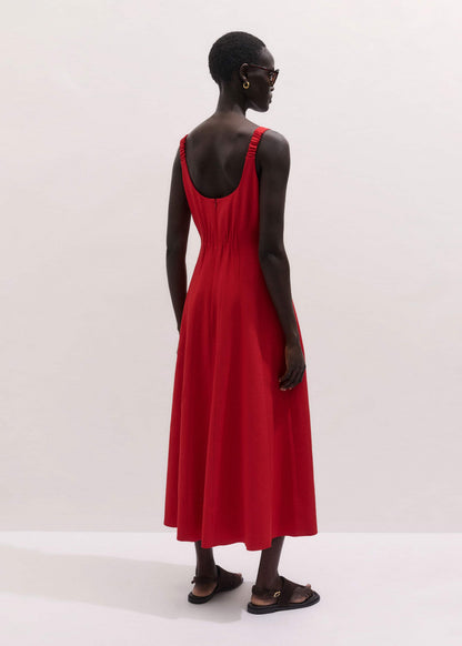Red Contour Seam Fit + Flare Maxi Dress | ME+EM Clothing