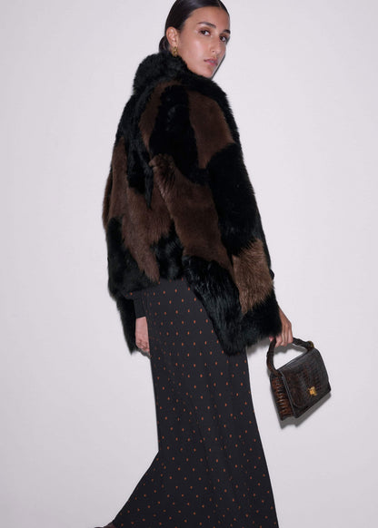 Black Winter Polka Dot Lace Trim Maxi Dress | ME+EM Clothing