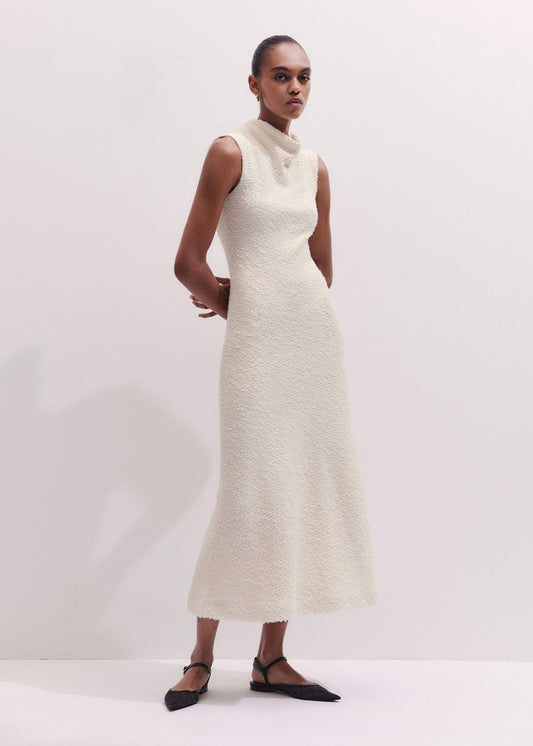 Cream Cowl Neck Fit and Flare Maxi Dress | ME+EM Clothing
