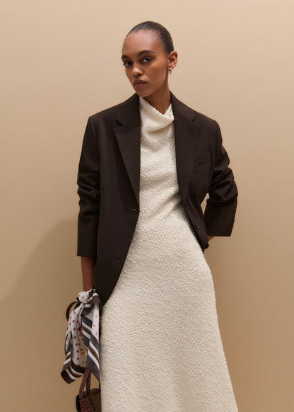 Cream Cowl Neck Fit and Flare Maxi Dress | ME+EM Clothing