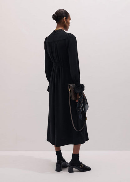 Black Fit + Flare Lace Detail Maxi Dress | ME+EM Clothing