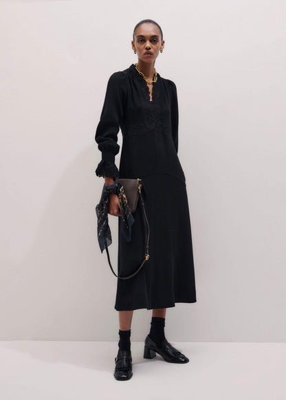 Black Fit + Flare Lace Detail Maxi Dress | ME+EM Clothing