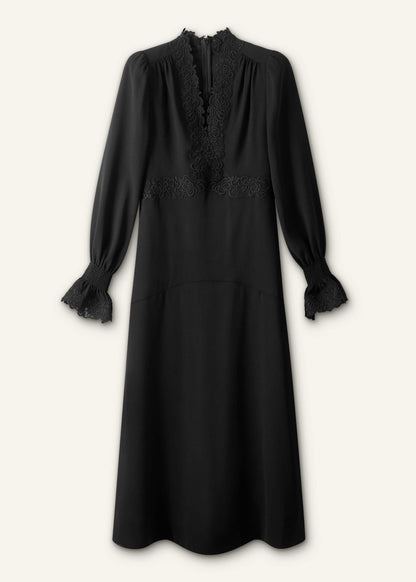 Black Fit + Flare Lace Detail Maxi Dress | ME+EM Clothing