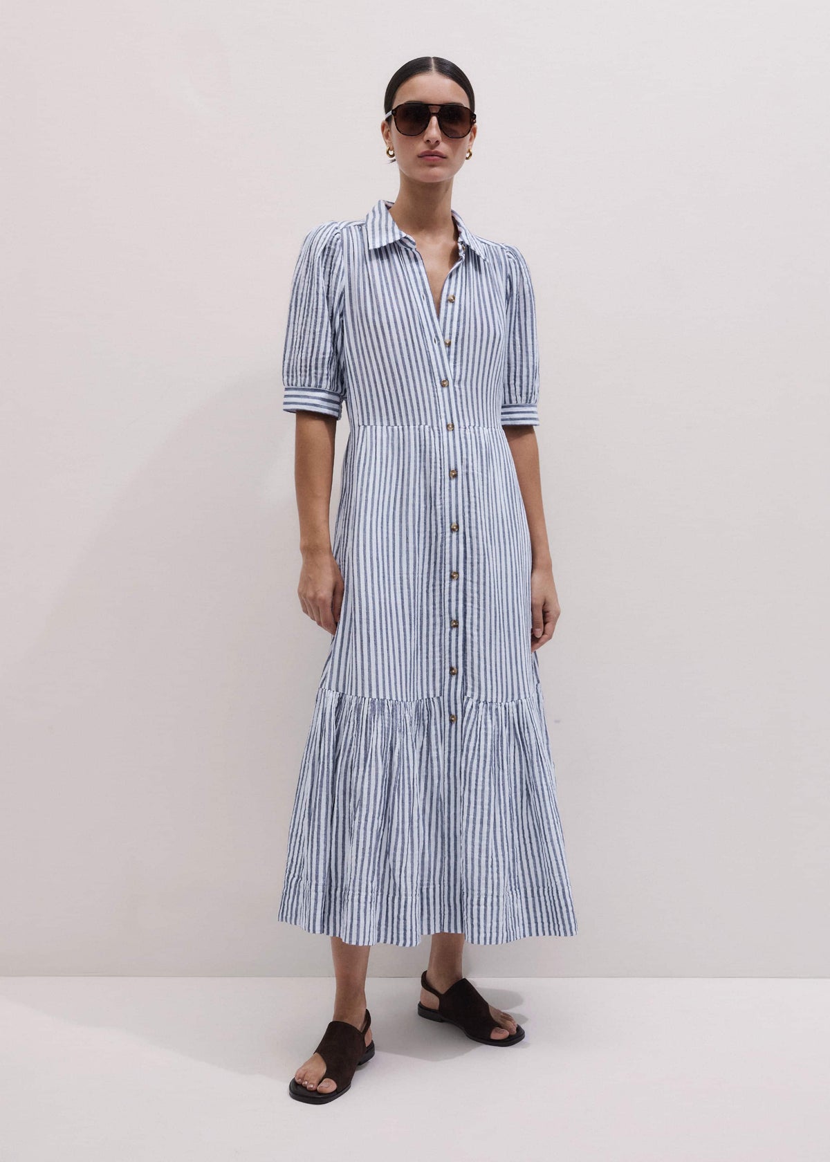 Navy Midi Shirt Dress | ME+EM Clothing