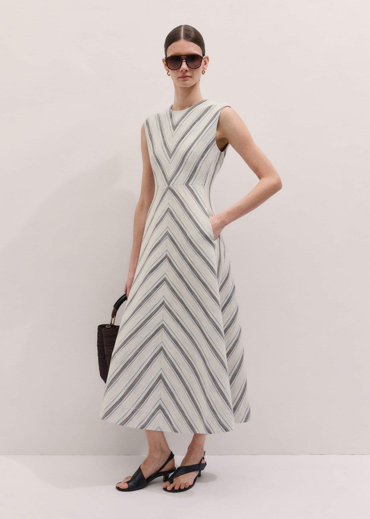 Light Cream Fit + Flare Midi Dress | ME+EM Clothing