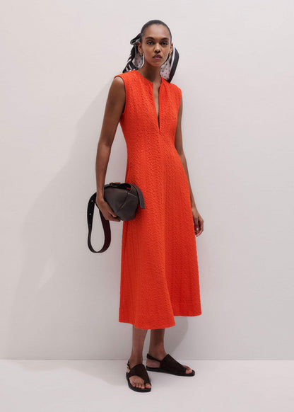 Orange Curling Crosses Jacquard Midi Dress | ME+EM Clothing