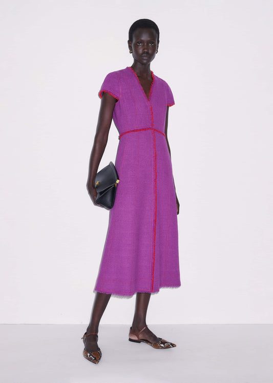 Purple Fringe Detail Fit + Flare Midi Dress | ME+EM Clothing