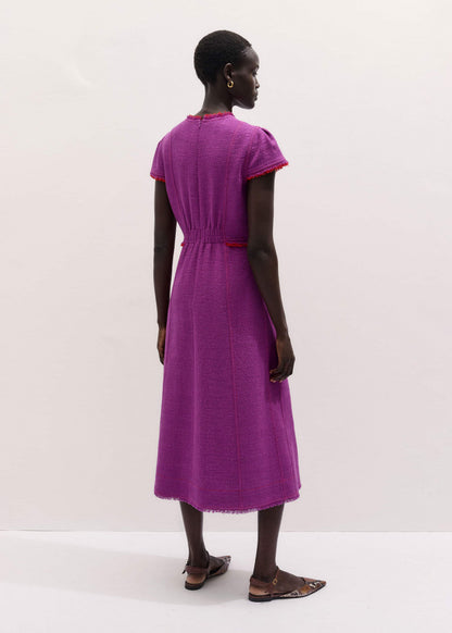 Purple Fringe Detail Fit + Flare Midi Dress | ME+EM Clothing