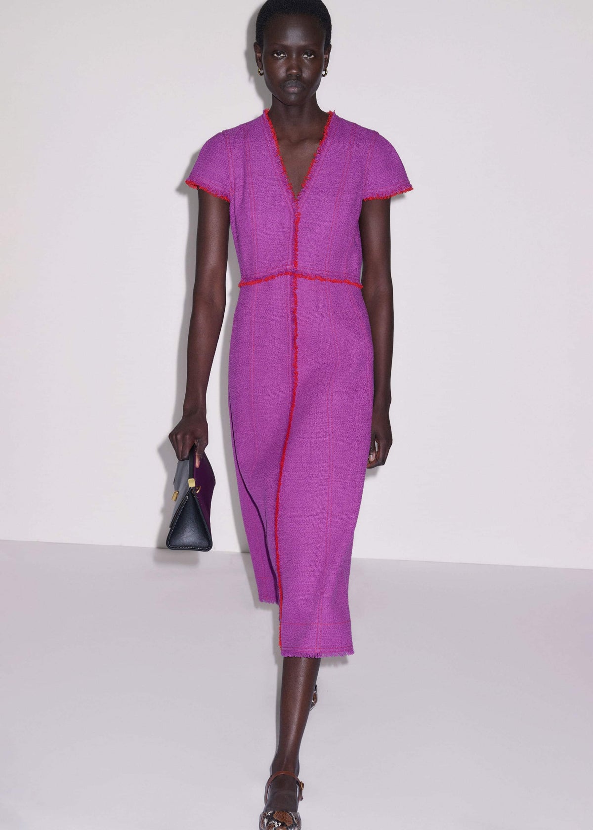 Purple Fringe Detail Fit + Flare Midi Dress | ME+EM Clothing