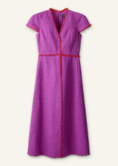 Purple Fringe Detail Fit + Flare Midi Dress | ME+EM Clothing