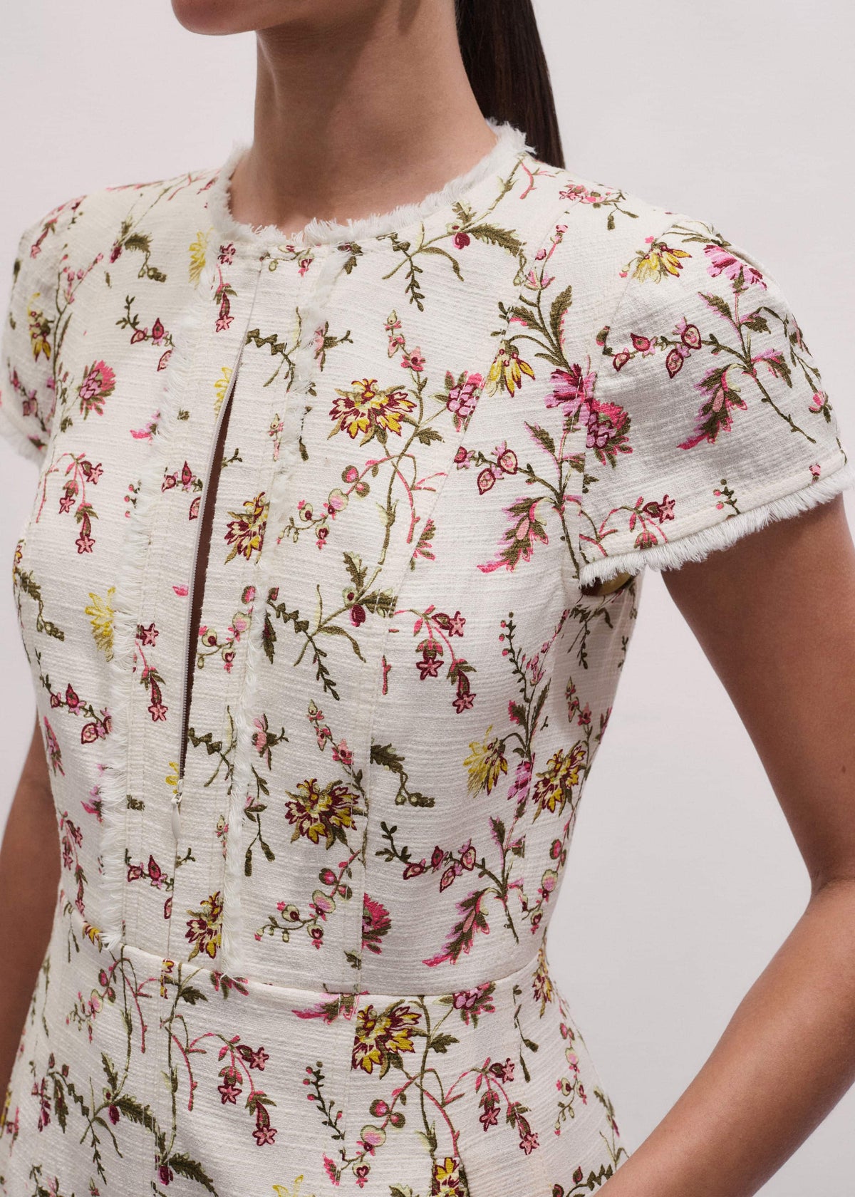 Cream Wild Spring Floral Print Fit + Flare Midi Dress | ME+EM Clothing