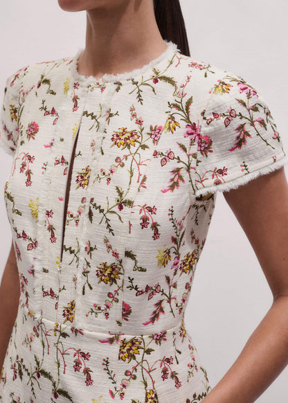 Cream Wild Spring Floral Print Fit + Flare Midi Dress | ME+EM Clothing