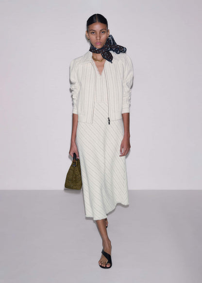 Ivory Striped Fit + Flare Midi Dress | ME+EM Clothing