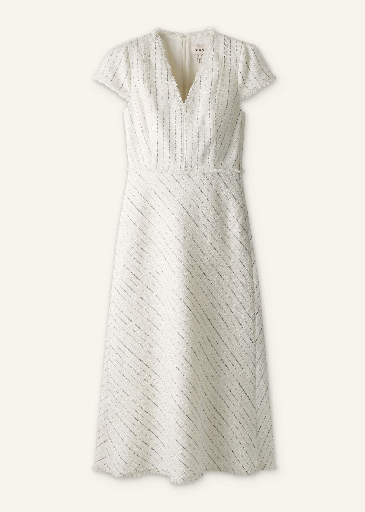 Ivory Striped Fit + Flare Midi Dress | ME+EM Clothing
