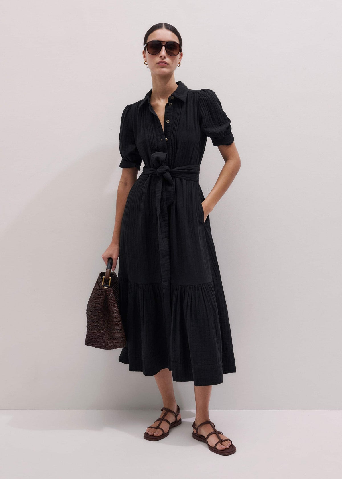 Black Cheesecloth Midi Shirt | ME+EM Clothing
