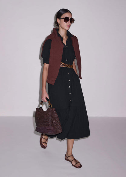 Black Cheesecloth Midi Shirt | ME+EM Clothing