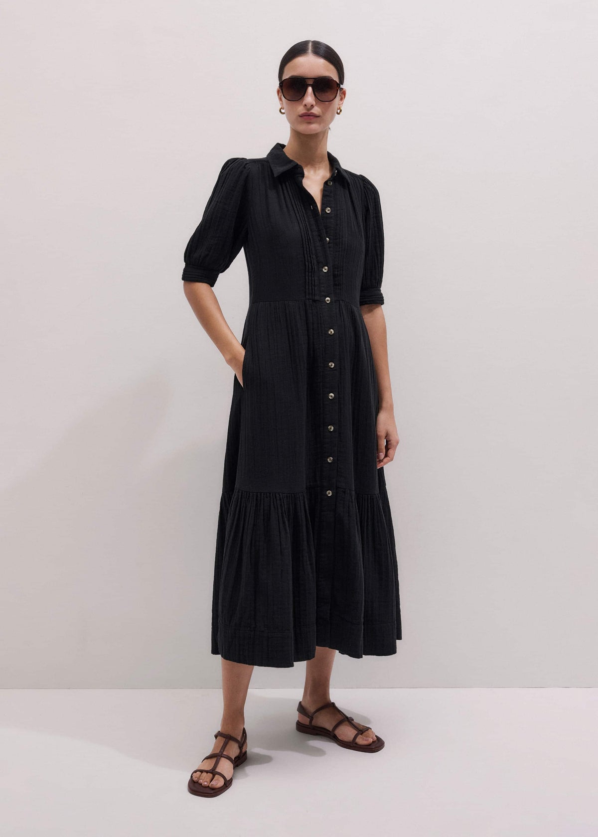 Black Cheesecloth Midi Shirt | ME+EM Clothing