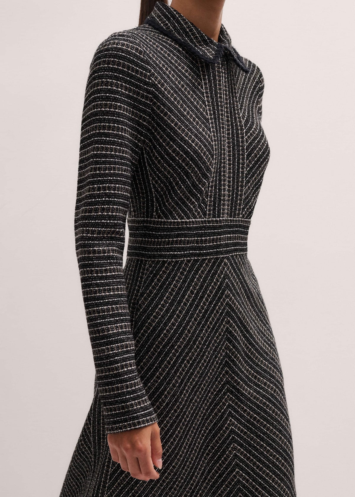 Black Stripe Tweed Midi Dress | ME+EM Clothing